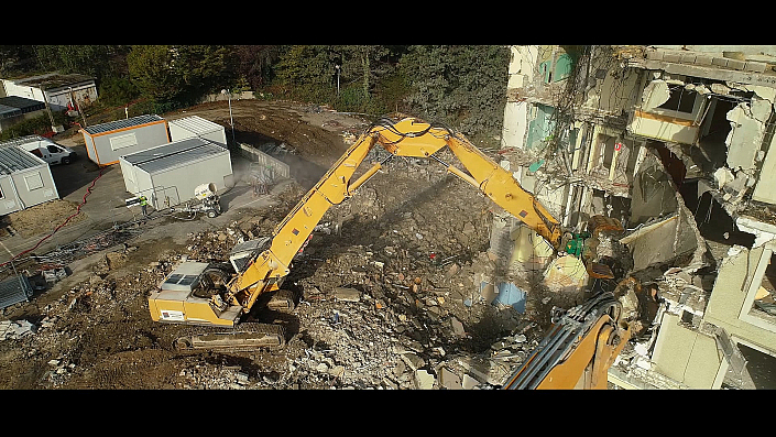 Timelapse - Démolition - Hôpital Madeleine pole mères et enfants - Orléans